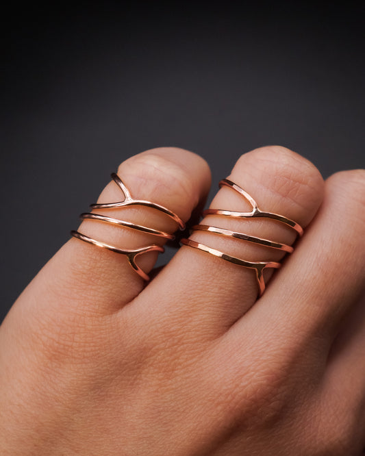 Curved Wraparound Ring, 14K Rose Gold Fill