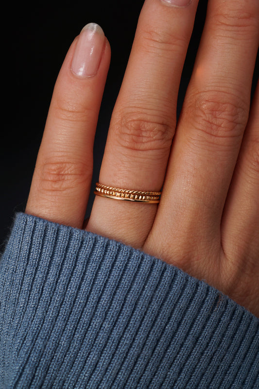 Mixed Texture Set of 3 Stacking Rings, Gold Fill, Rose Gold Fill or Sterling Silver