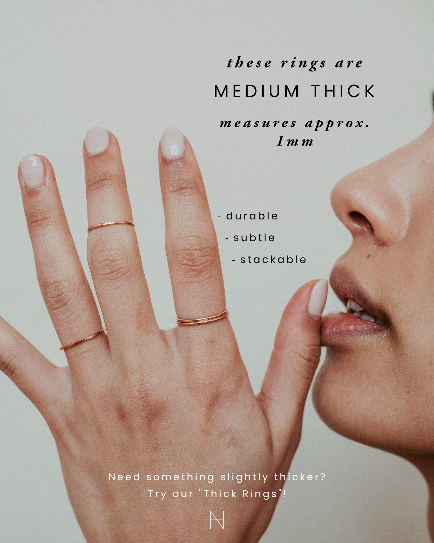 Medium Thick Ring, Solid 14K Rose Gold
