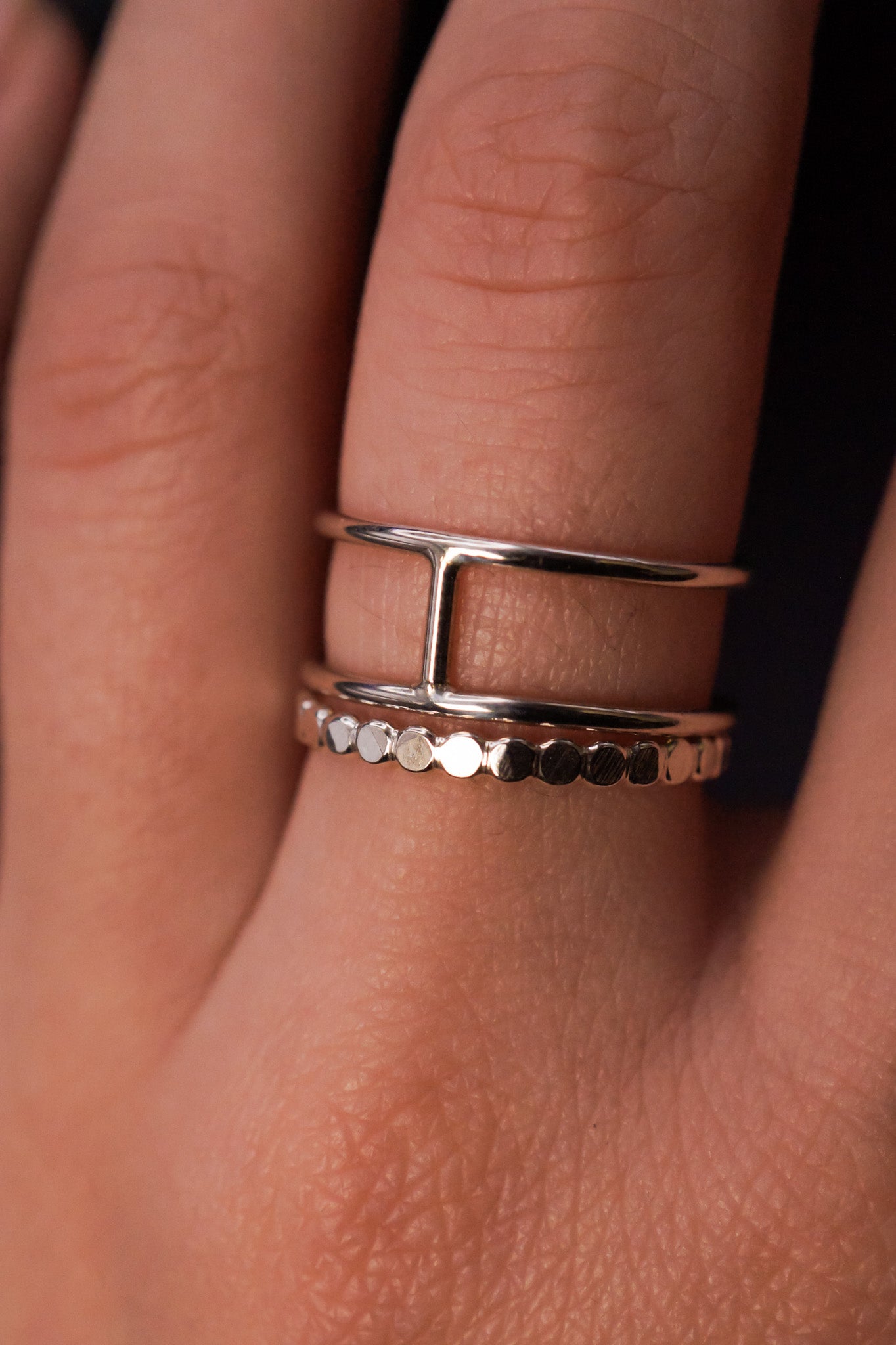 Mini Cage Set of 2 Stacking Rings, Gold Fill, Rose Gold Fill or Sterling Silver