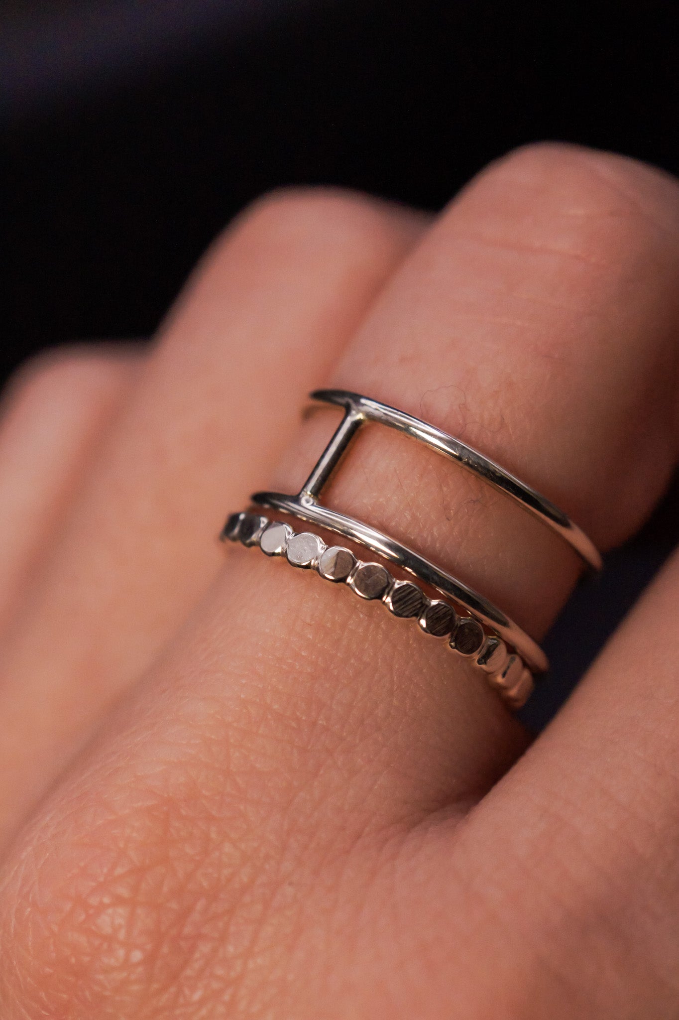 Mini Cage Set of 2 Stacking Rings, Gold Fill, Rose Gold Fill or Sterling Silver