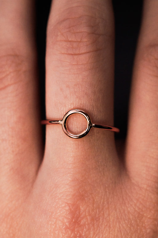 Mini Circle Ring, Solid 14K Rose Gold