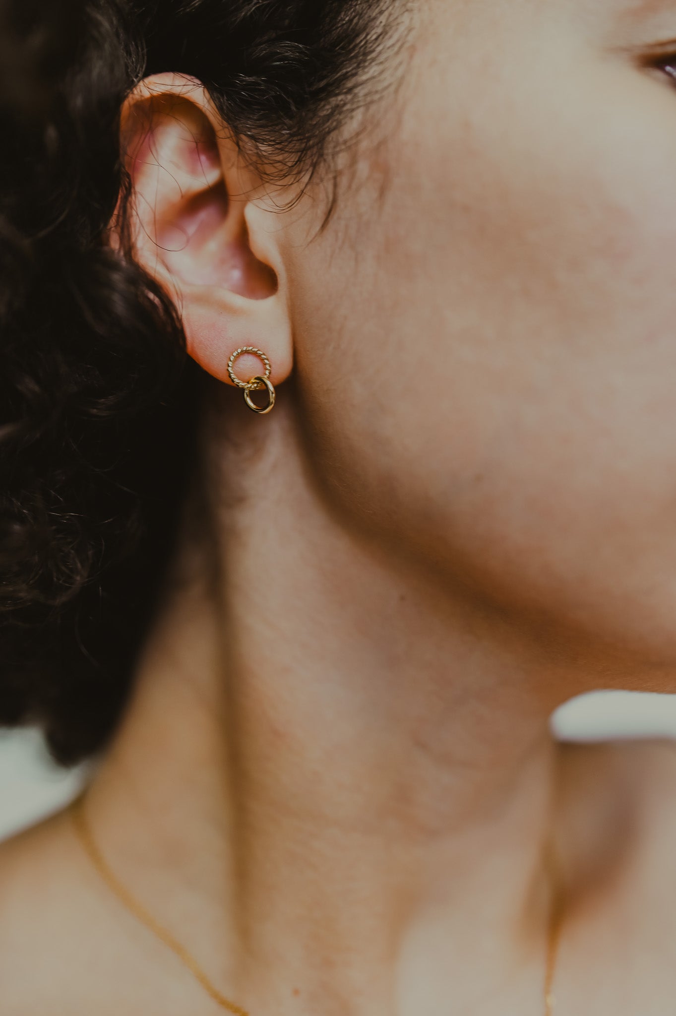 Mixed Texture Link Stud Earrings, Gold Fill, Rose Gold Fill, or Sterling Silver