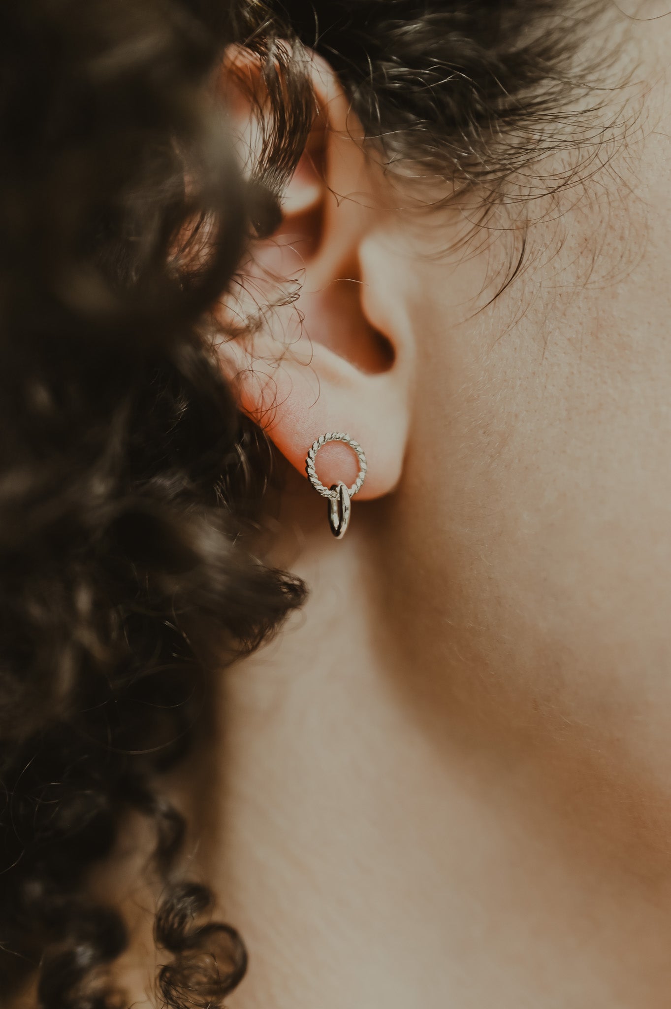 Mixed Texture Link Stud Earrings, Gold Fill, Rose Gold Fill, or Sterling Silver