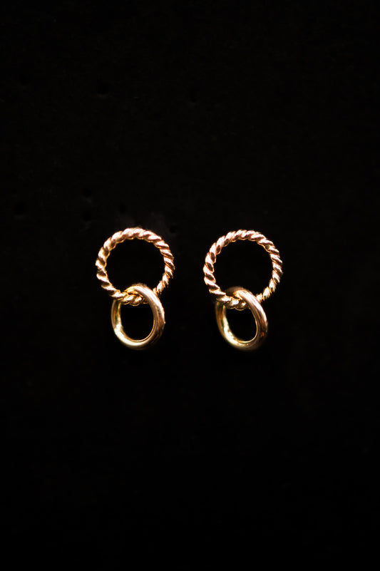 Mixed Texture Link Stud Earrings, Gold Fill, Rose Gold Fill, or Sterling Silver