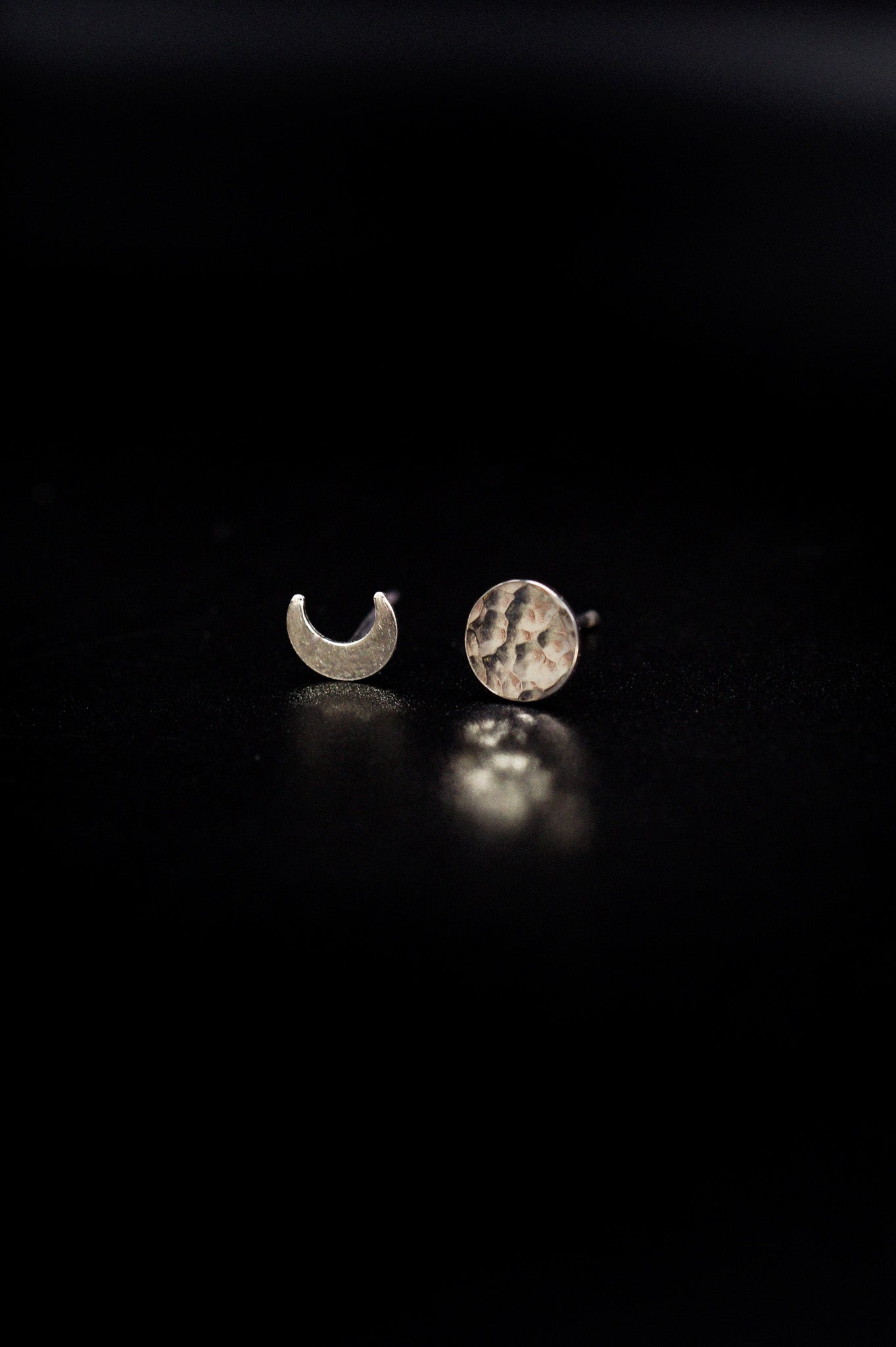 Moon Stud Earrings, Gold Fill, Rose Gold Fill or Sterling Silver