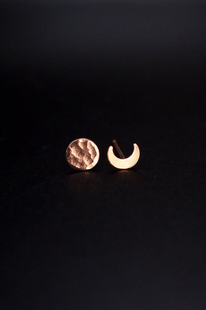 Moon Phase Stud Earrings Set of 2