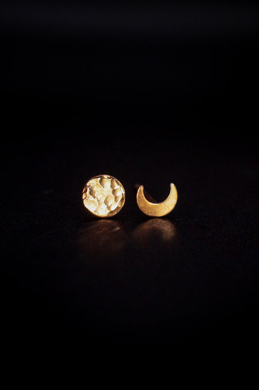 Moon Phase Stud Earrings Set of 2