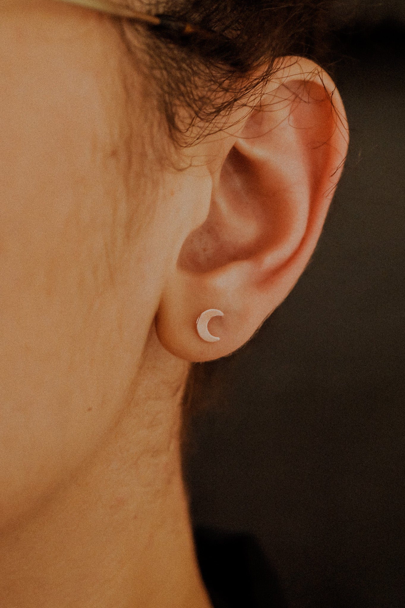 Moon Stud Earrings, Gold Fill, Rose Gold Fill or Sterling Silver