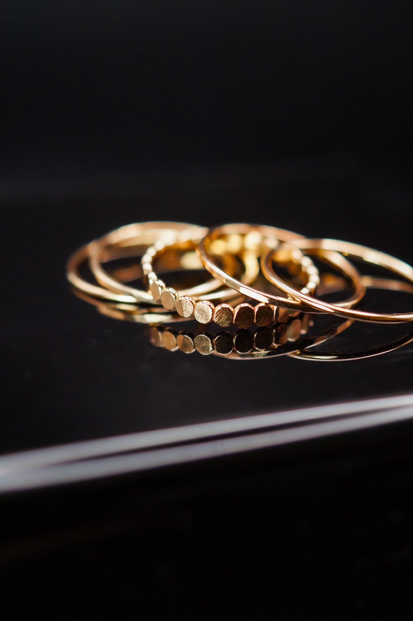 The Classic Bead Set of 5 Stacking Rings, Gold Fill, Rose Gold Fill or Sterling Silver