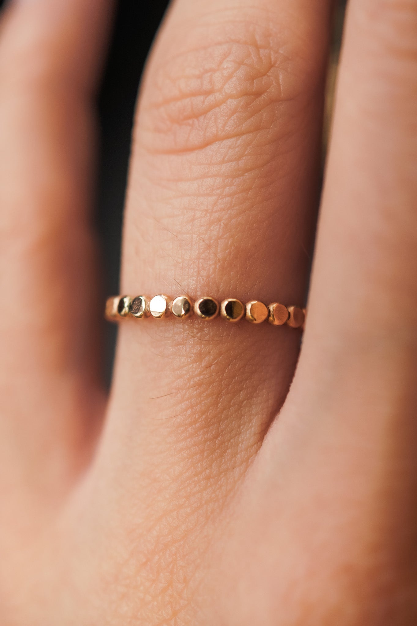 Dot & Mini Bead Mixed Textured Set of 3 Stacking Rings, Gold Fill or Rose Gold Fill