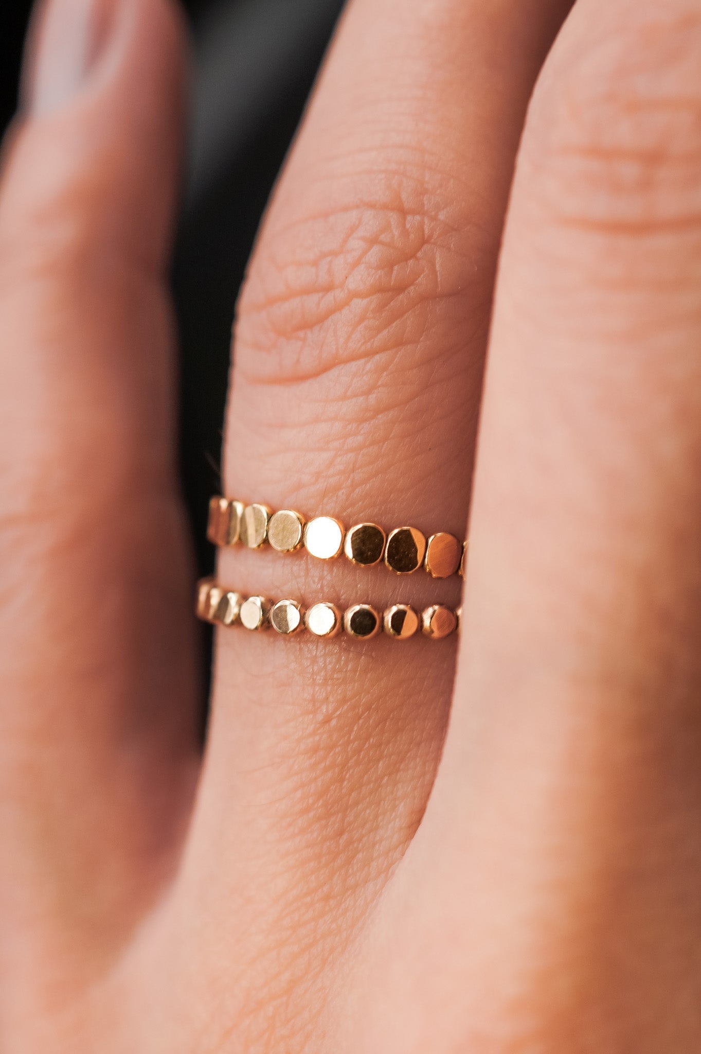 The Everyday Mini Bead Set of 3 Stacking Rings, Gold Fill or Rose Gold Fill