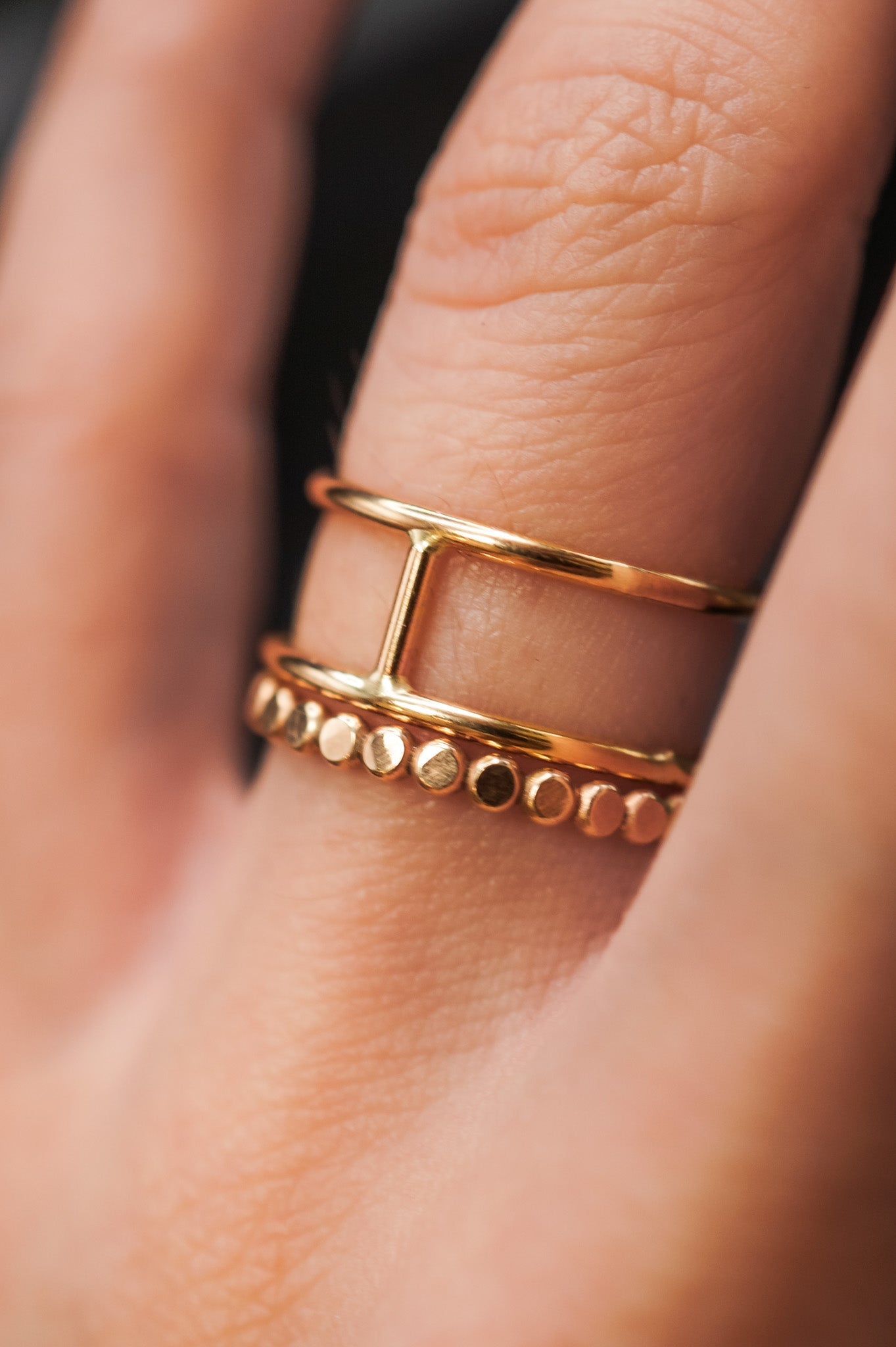 Mini Bead Ring, Solid 14K Gold