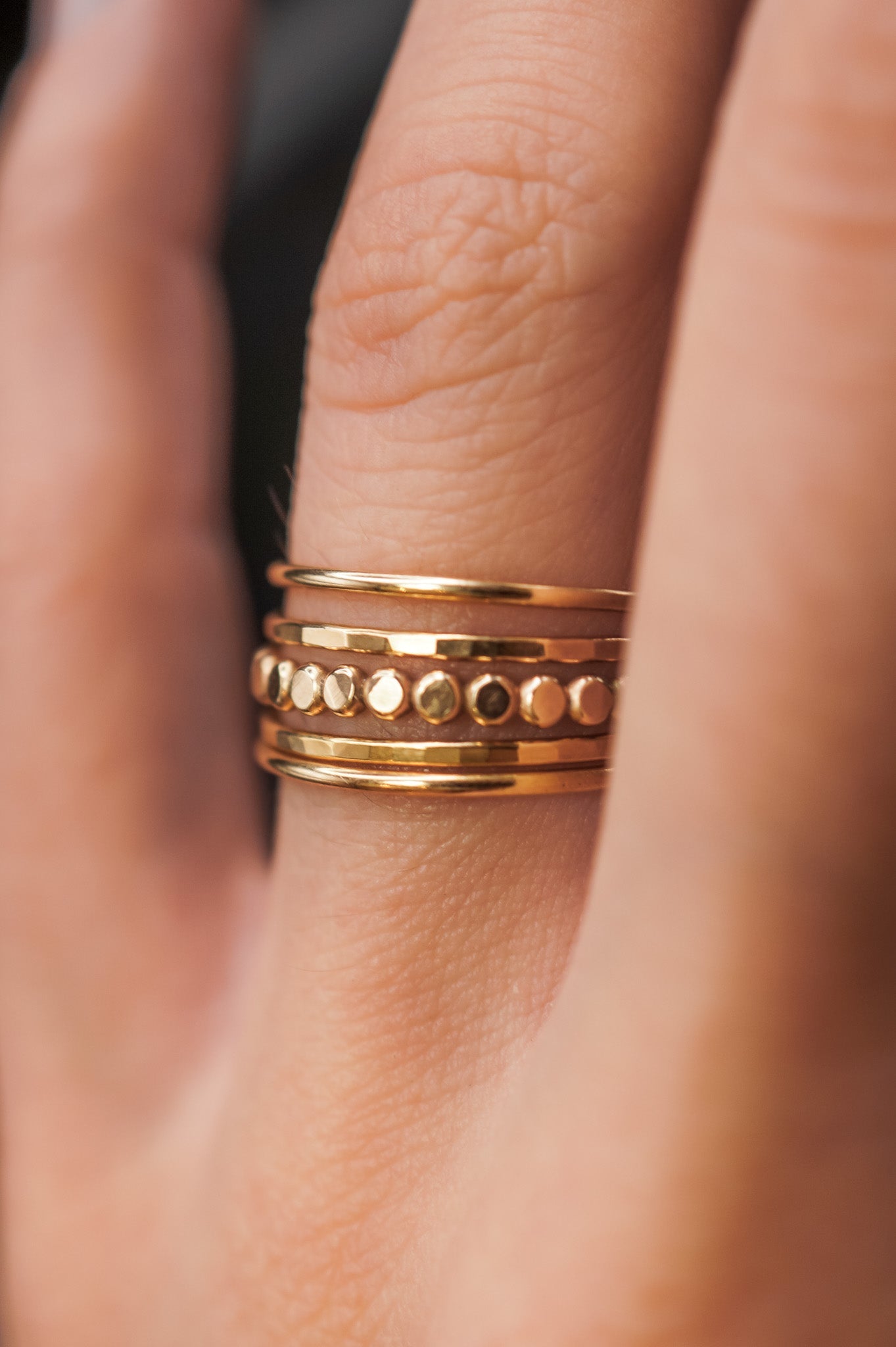 Mini Bead Ring, Solid 14K Gold