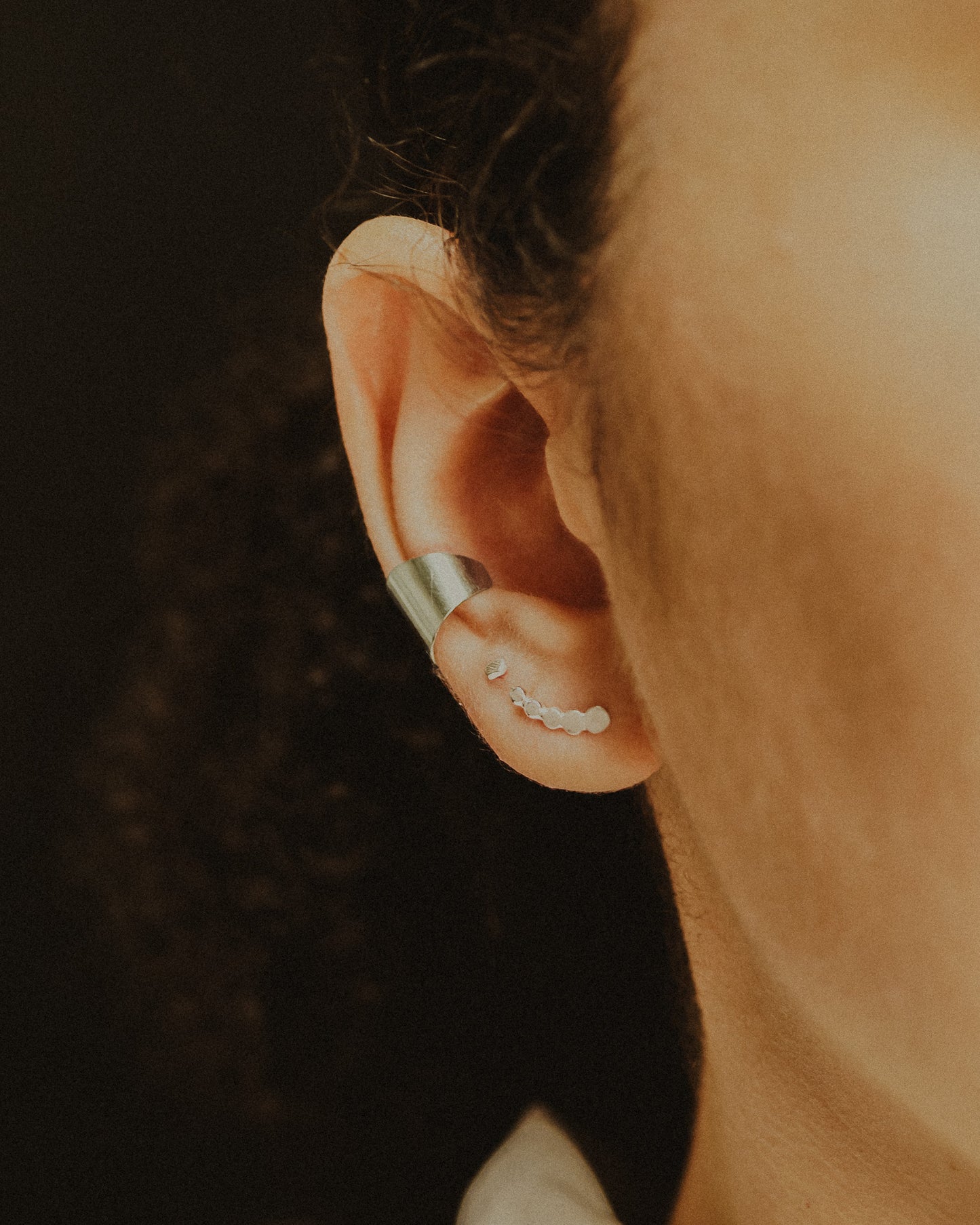 Beaded Ear Climber Earring, Gold Fill, Rose Gold Fill, or Sterling Silver