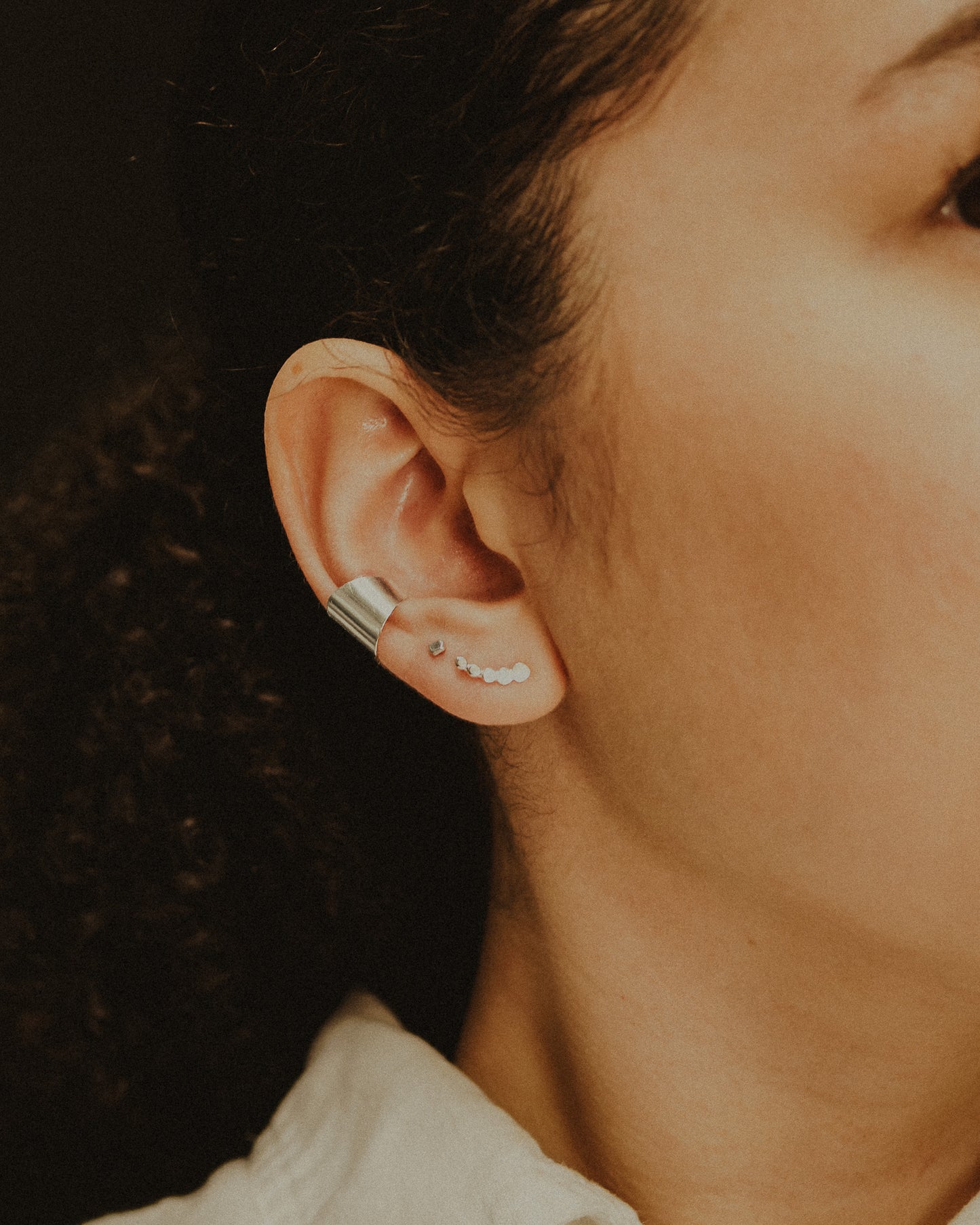 Beaded Ear Climber Earring, Gold Fill, Rose Gold Fill, or Sterling Silver