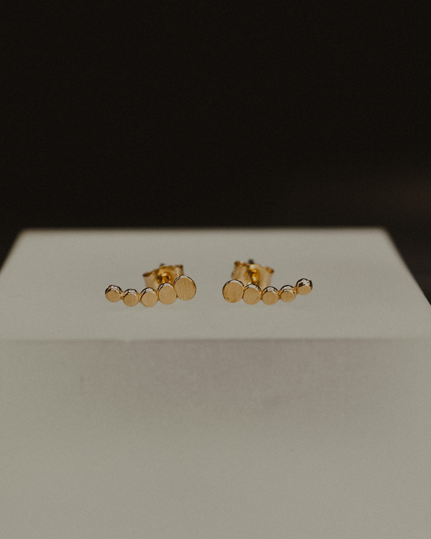 Beaded Ear Climber Earring, Solid 14K Gold