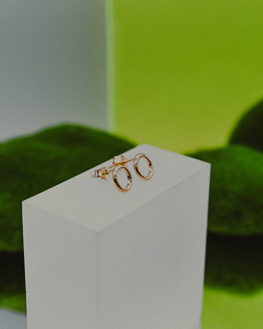 Open Circle Stud Earrings in Solid Gold or Rose Gold