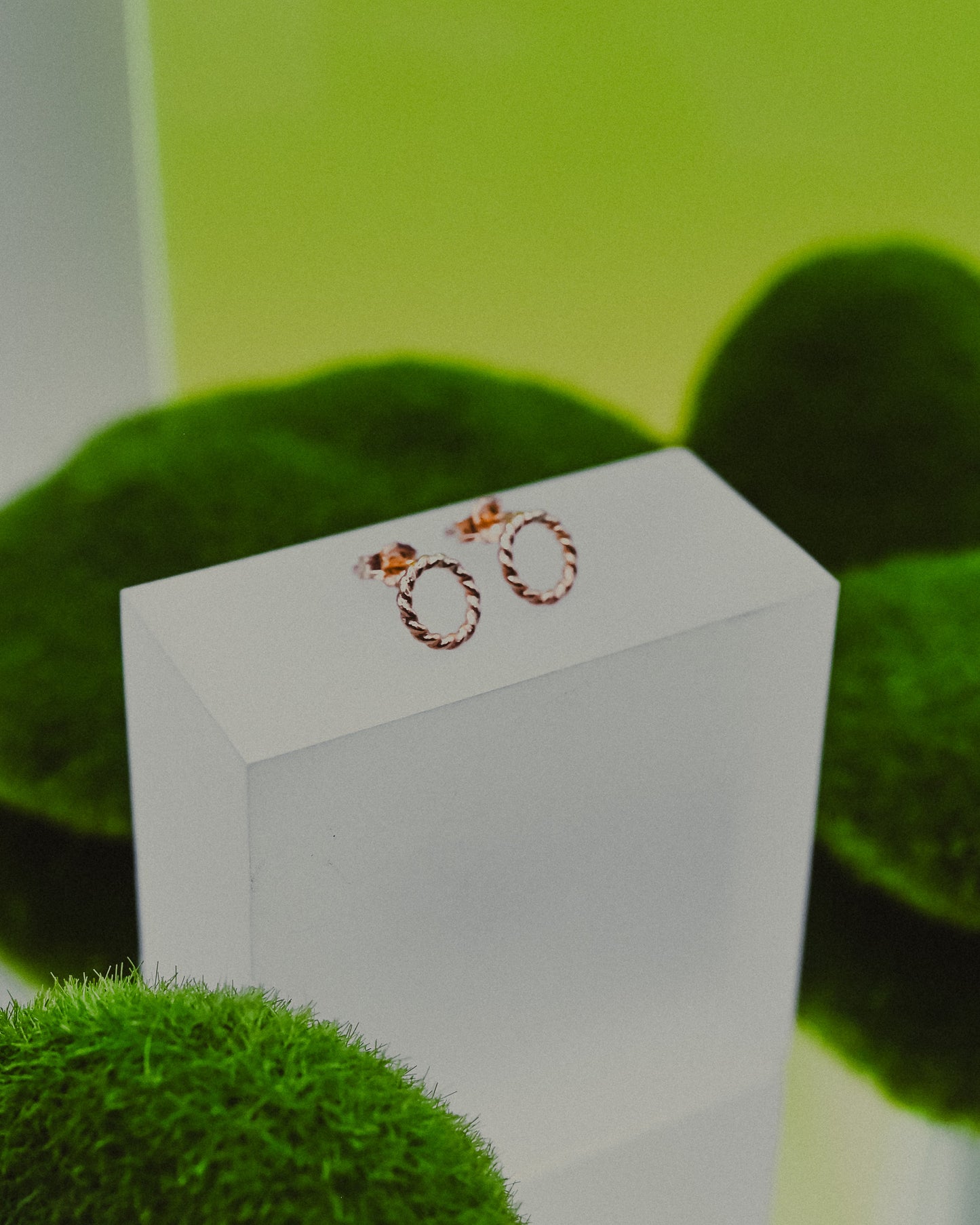 Twist Open Circle Stud Earrings, Solid Gold or Rose Gold