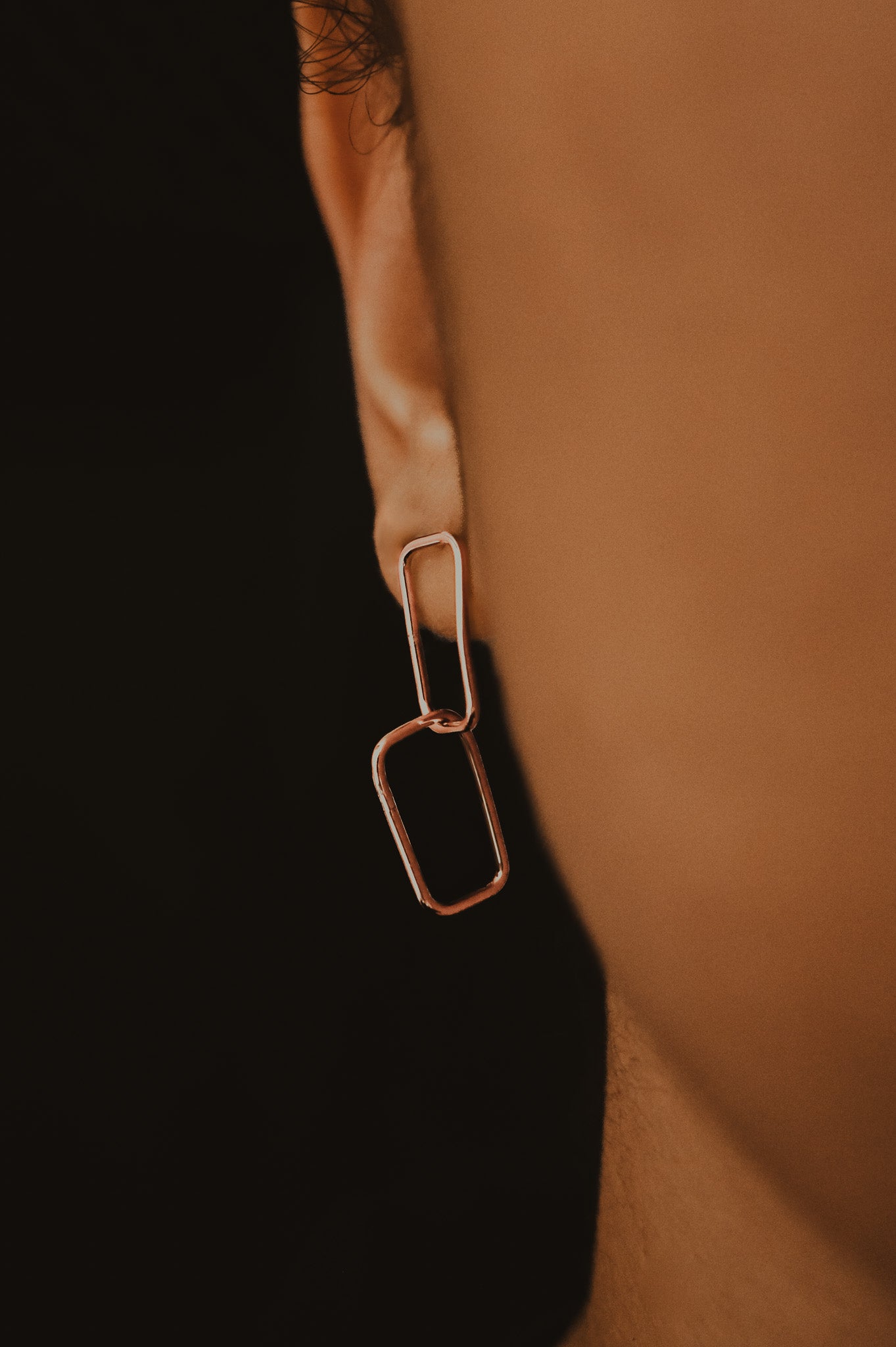 Rectangle Link Stud Earrings, Gold Fill, Rose Gold Fill, or Sterling Silver