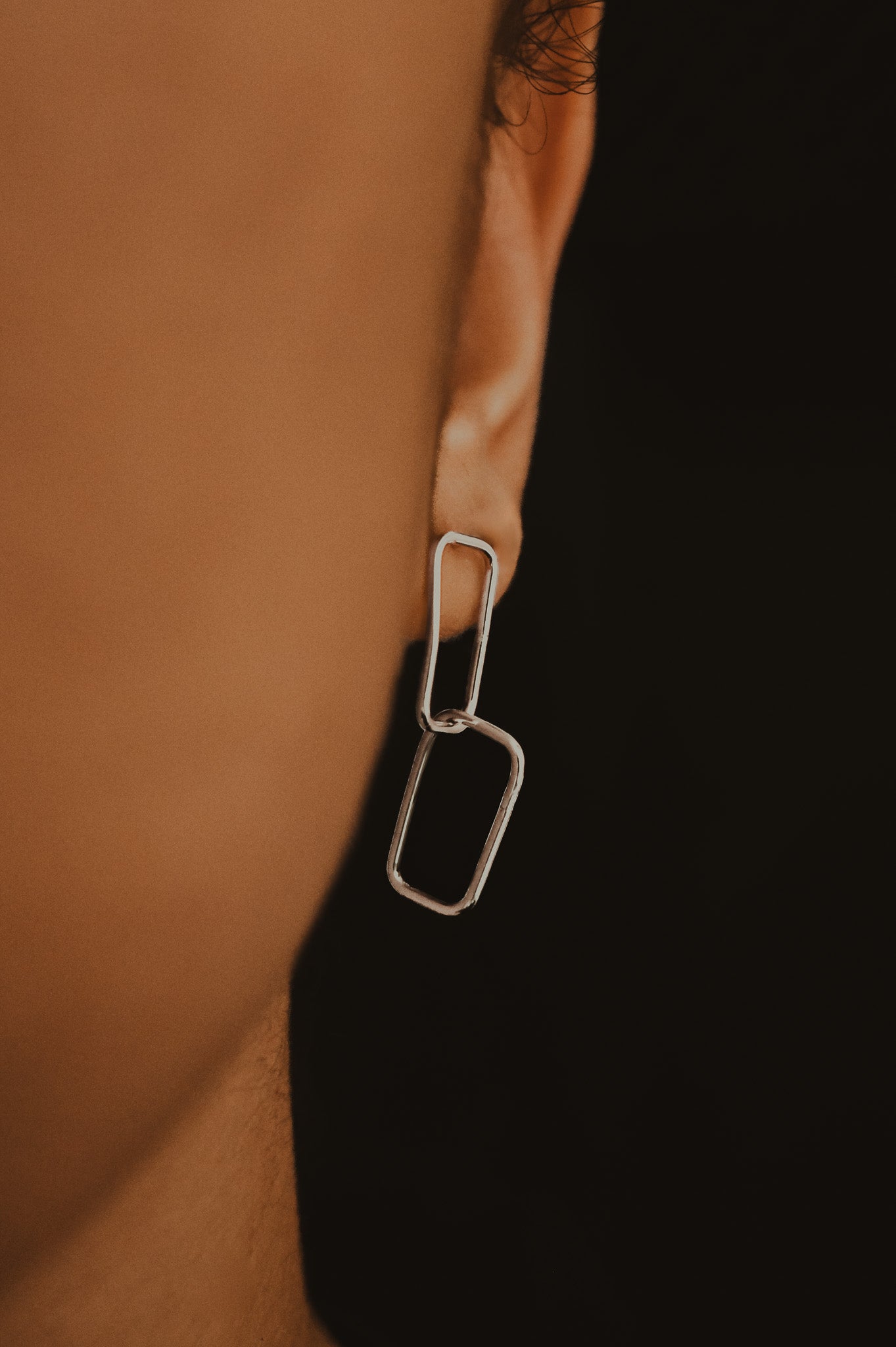 Rectangle Link Stud Earrings, Gold Fill, Rose Gold Fill, or Sterling Silver