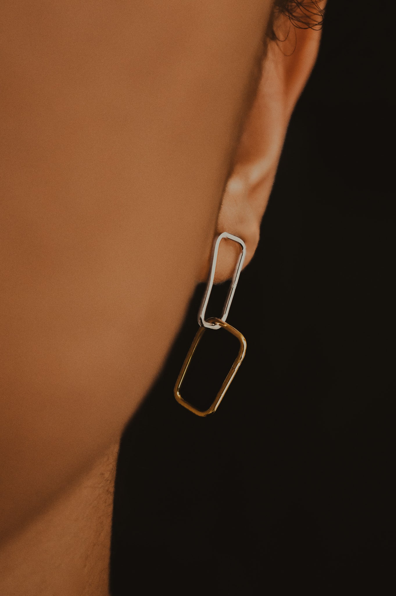 Rectangle Link Stud Earrings, Gold Fill, Rose Gold Fill, or Sterling Silver