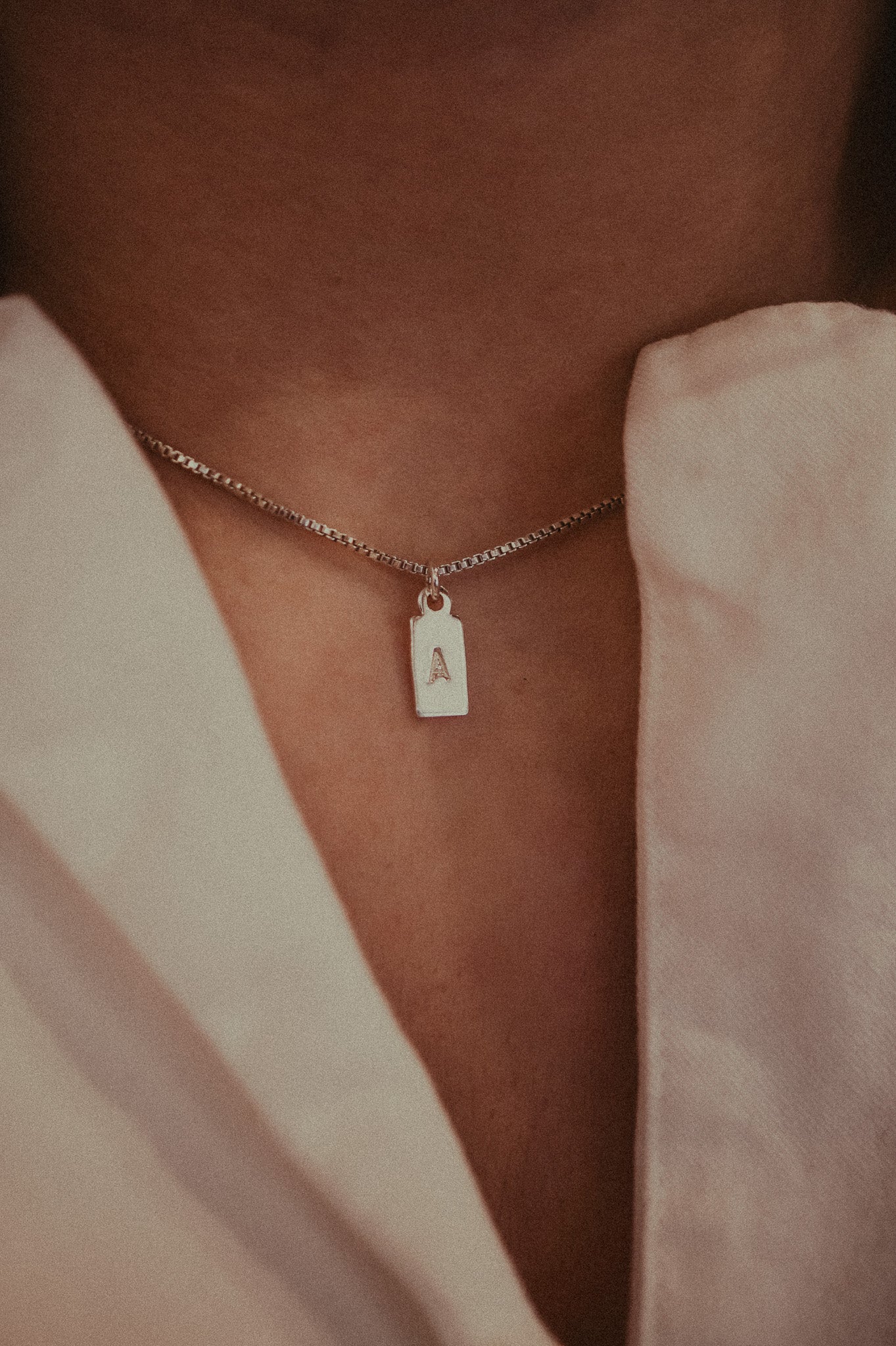 Tiny Monogram Rectangle Pendant Charm