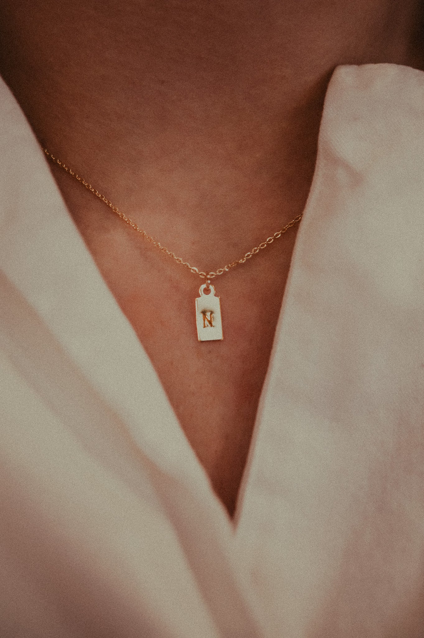 Tiny Monogram Rectangle Pendant Charm