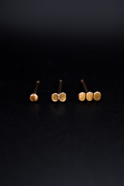 Hammered Bead Stud Earrings in Solid Gold