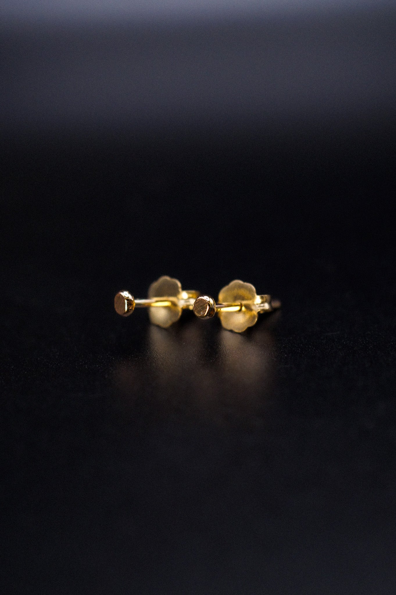 Hammered Bead Stud Earrings in Solid Gold