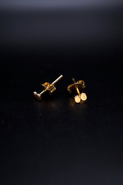 Hammered Bead Stud Earrings in Solid Gold