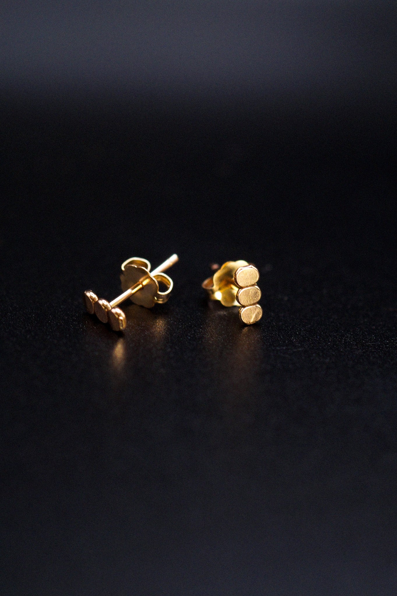 Hammered Bead Stud Earrings in Solid Gold