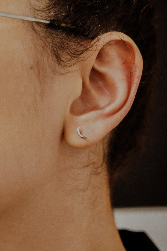Tiny Arc Flat Back Stud Earring