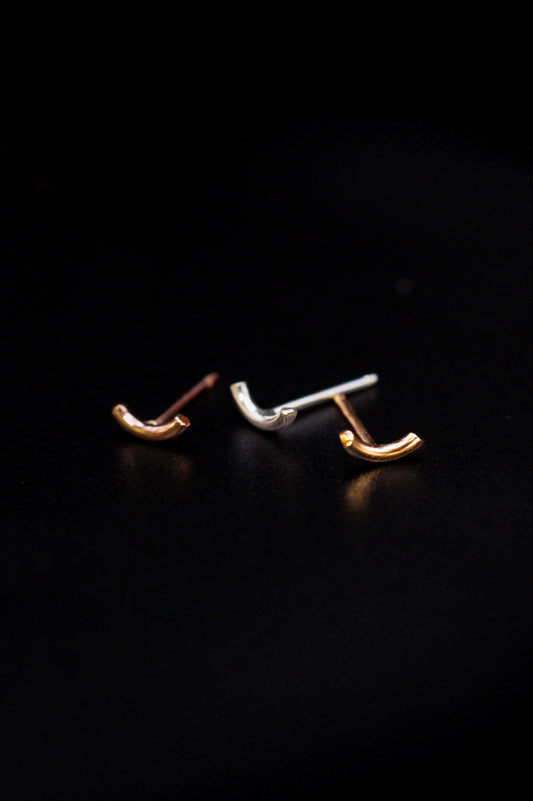 Tiny Arc Stud Earrings, Gold Fill, Rose Gold Fill or Sterling Silver