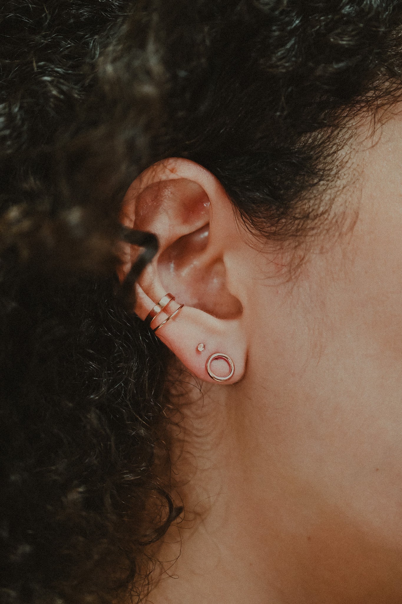 Open Circle Stud Earrings in Solid Gold or Rose Gold