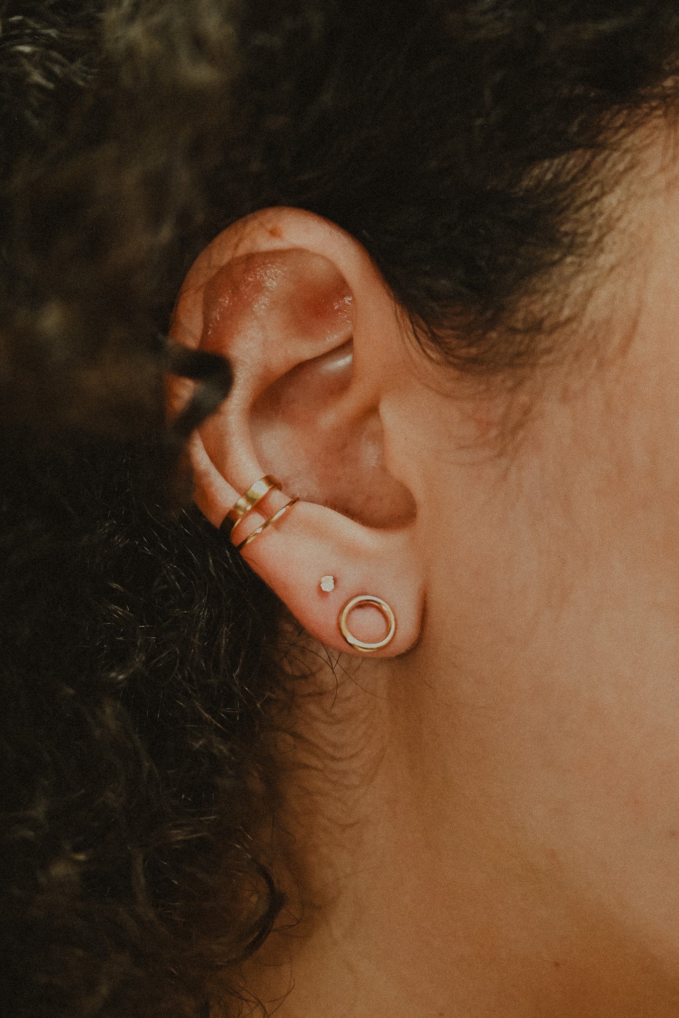 Open Circle Stud Earrings in Solid Gold or Rose Gold