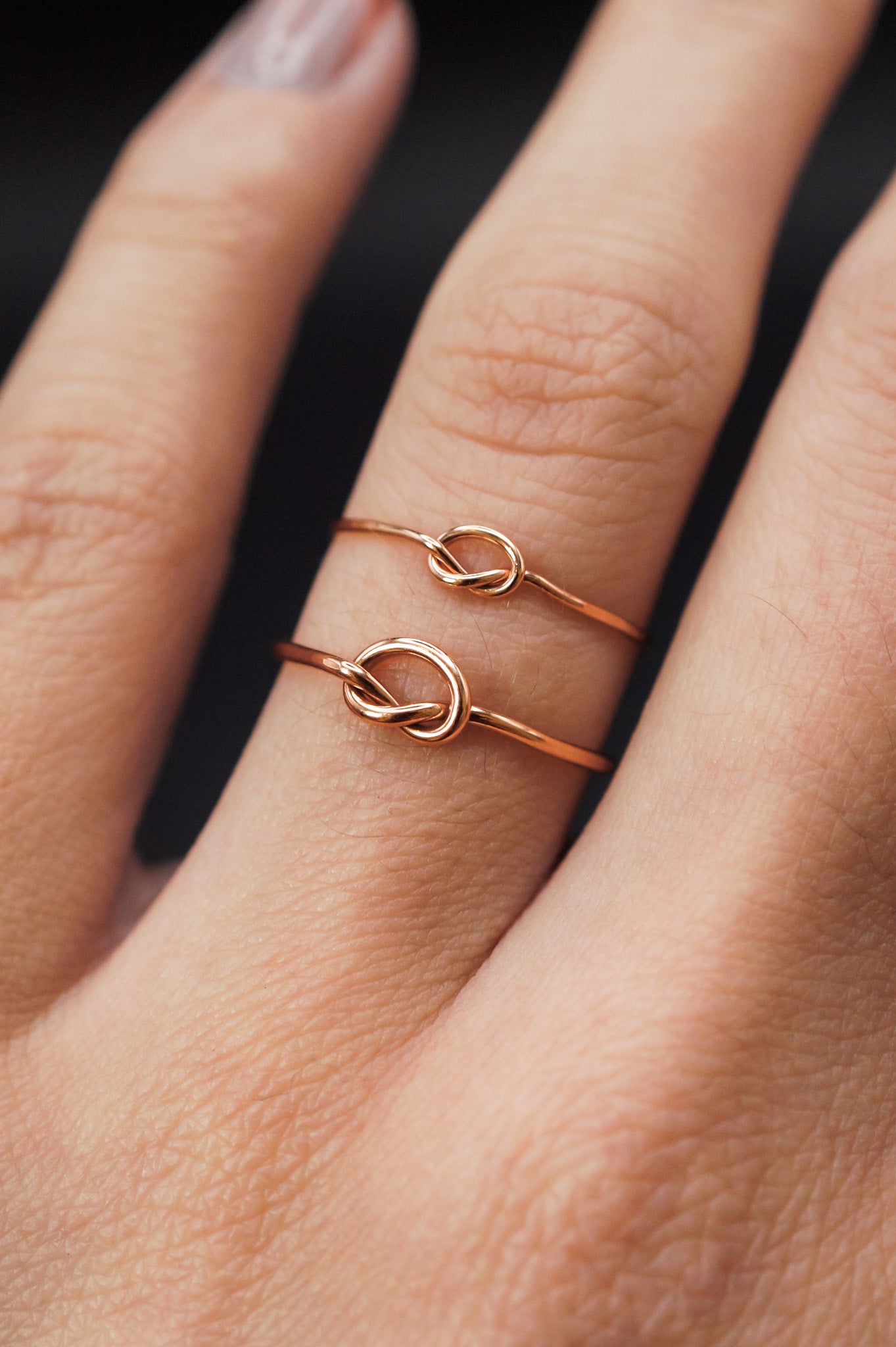 Open Knot Ring, Solid 14K Rose Gold