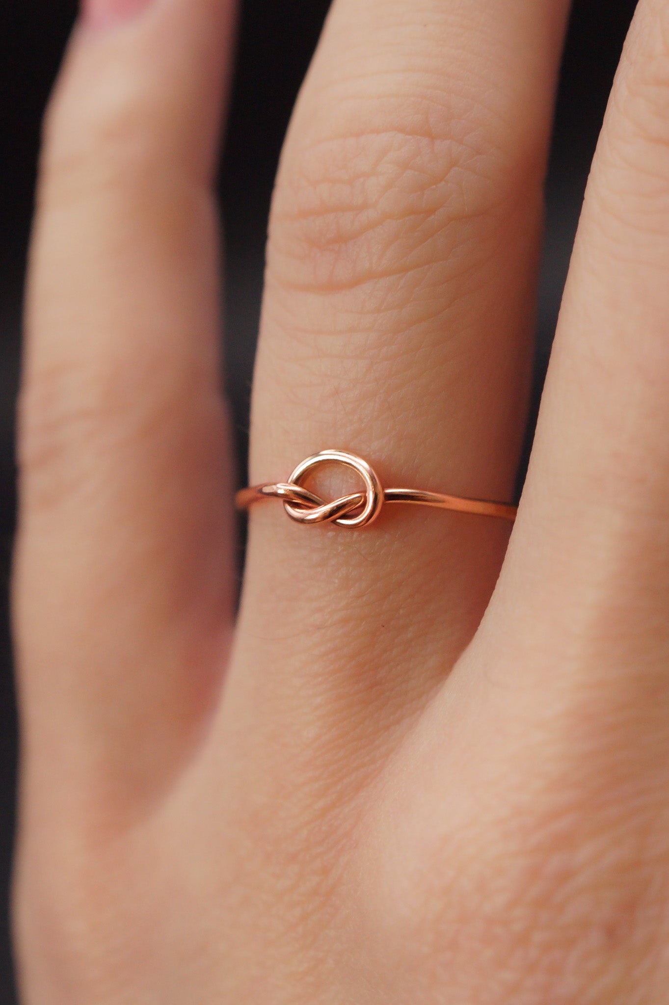 Open Knot Ring, Solid 14K Rose Gold