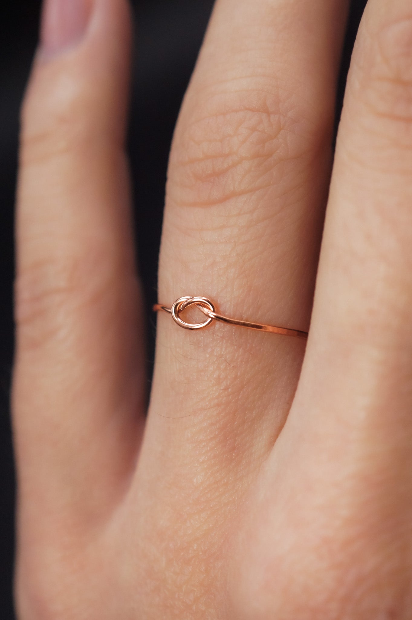 Open Knot Ring, Solid 14K Rose Gold