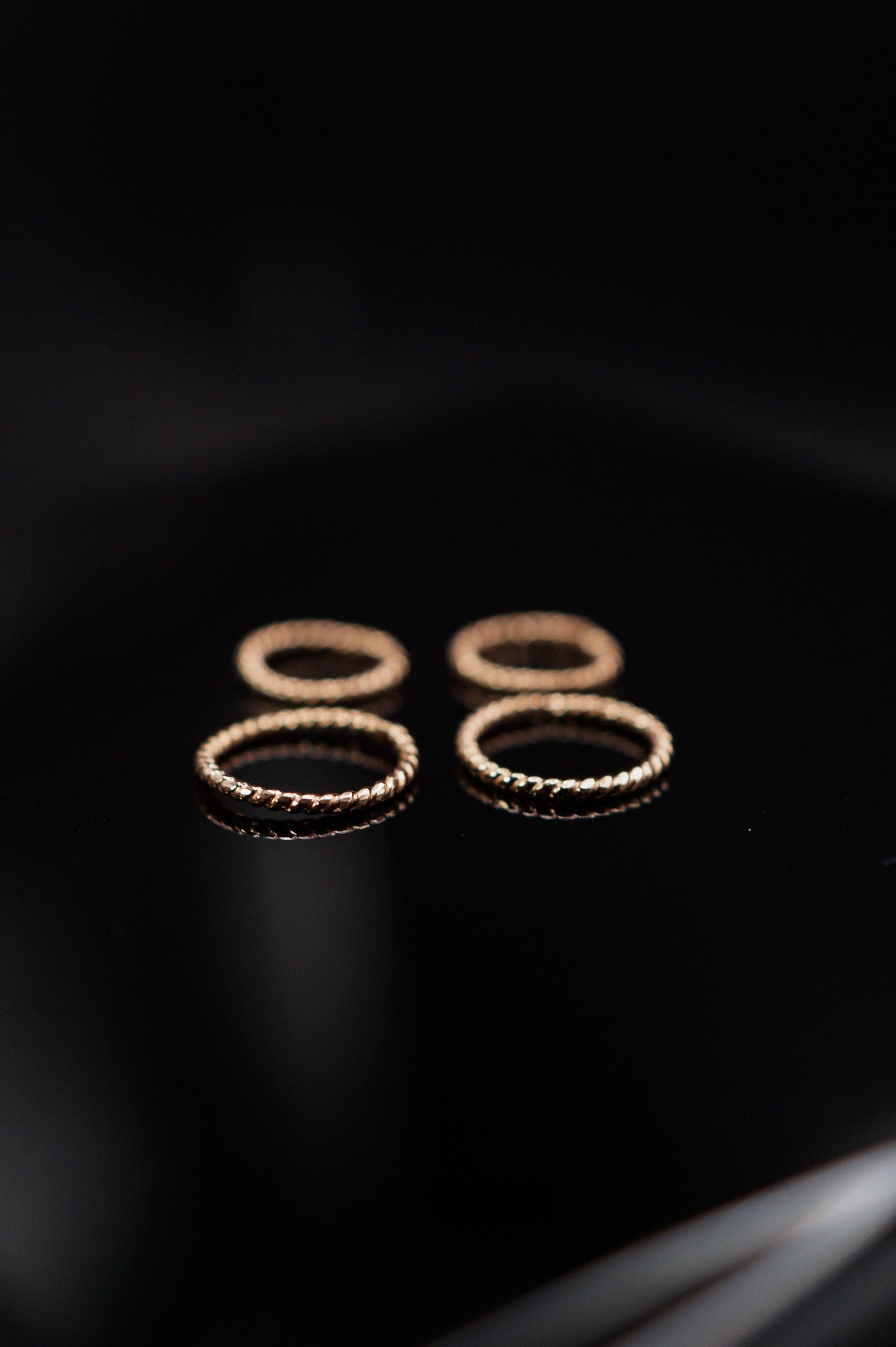 Twist Huggie Hoop Earring in Solid 14K Rose Gold