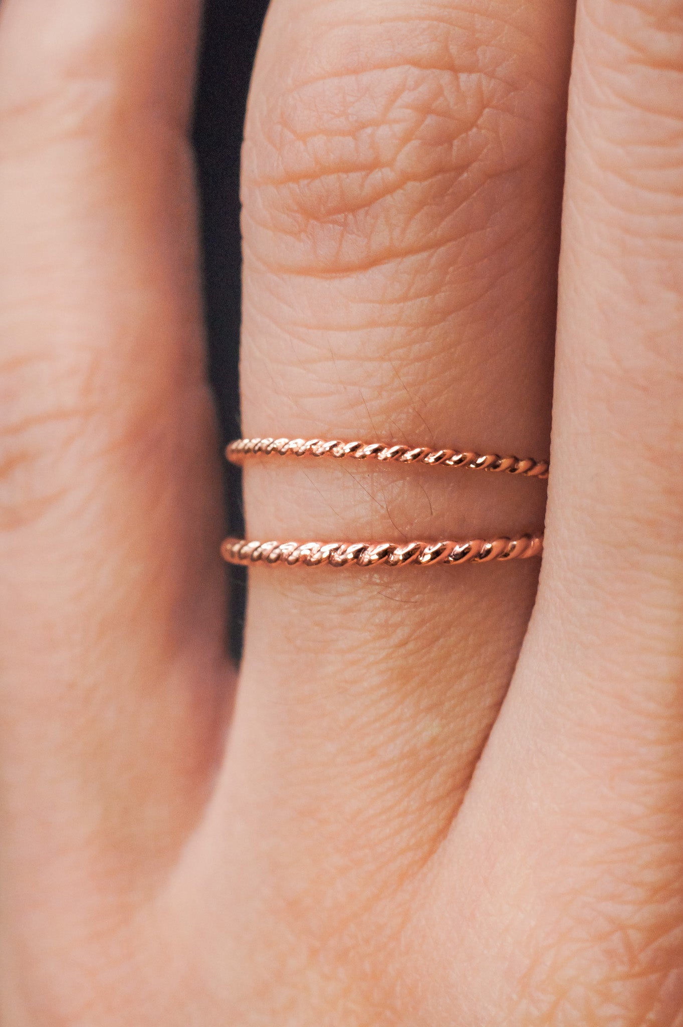 Twist Ring, Solid 14K Rose Gold