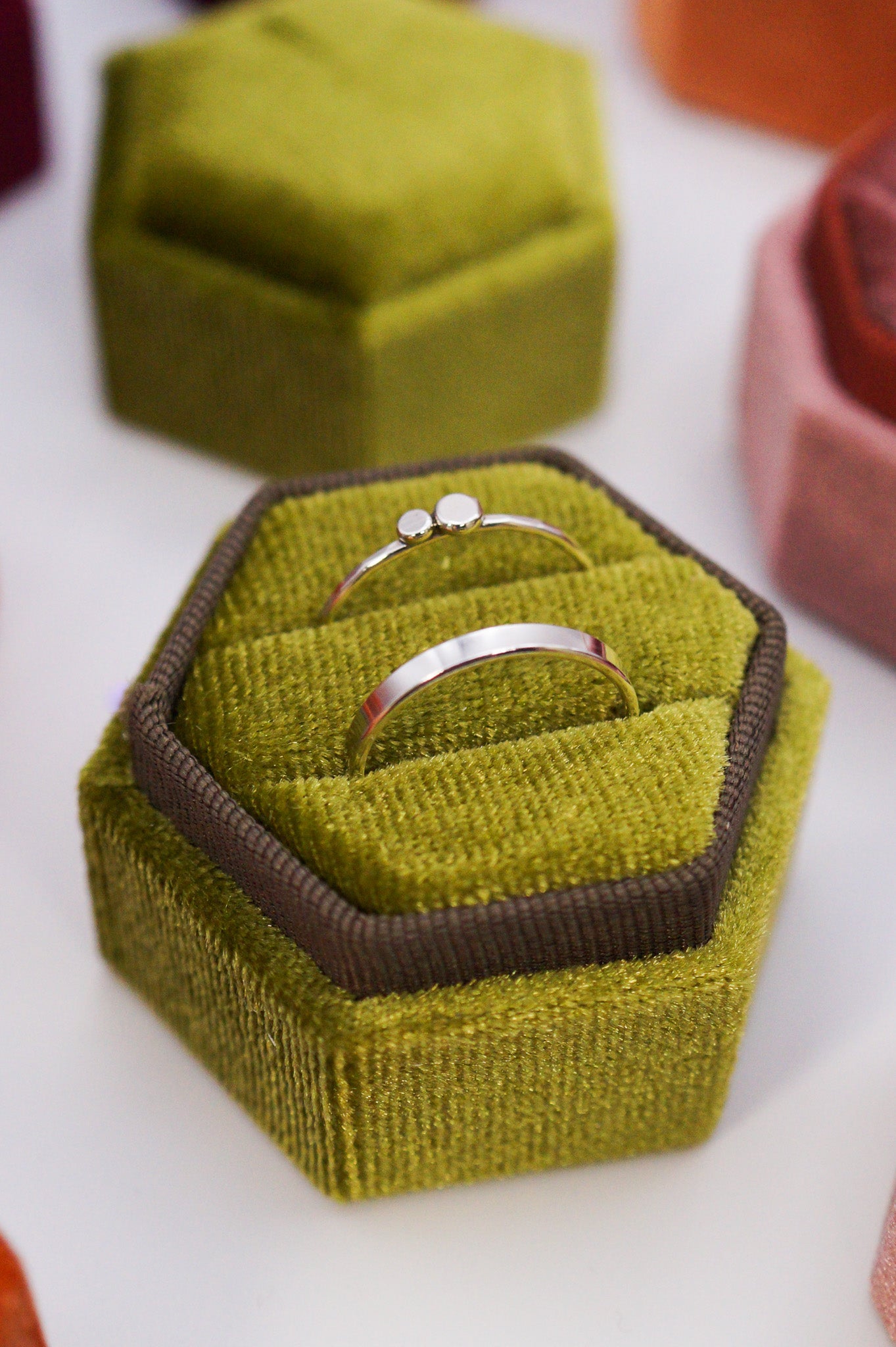 Hexagon Velvet Ring Box