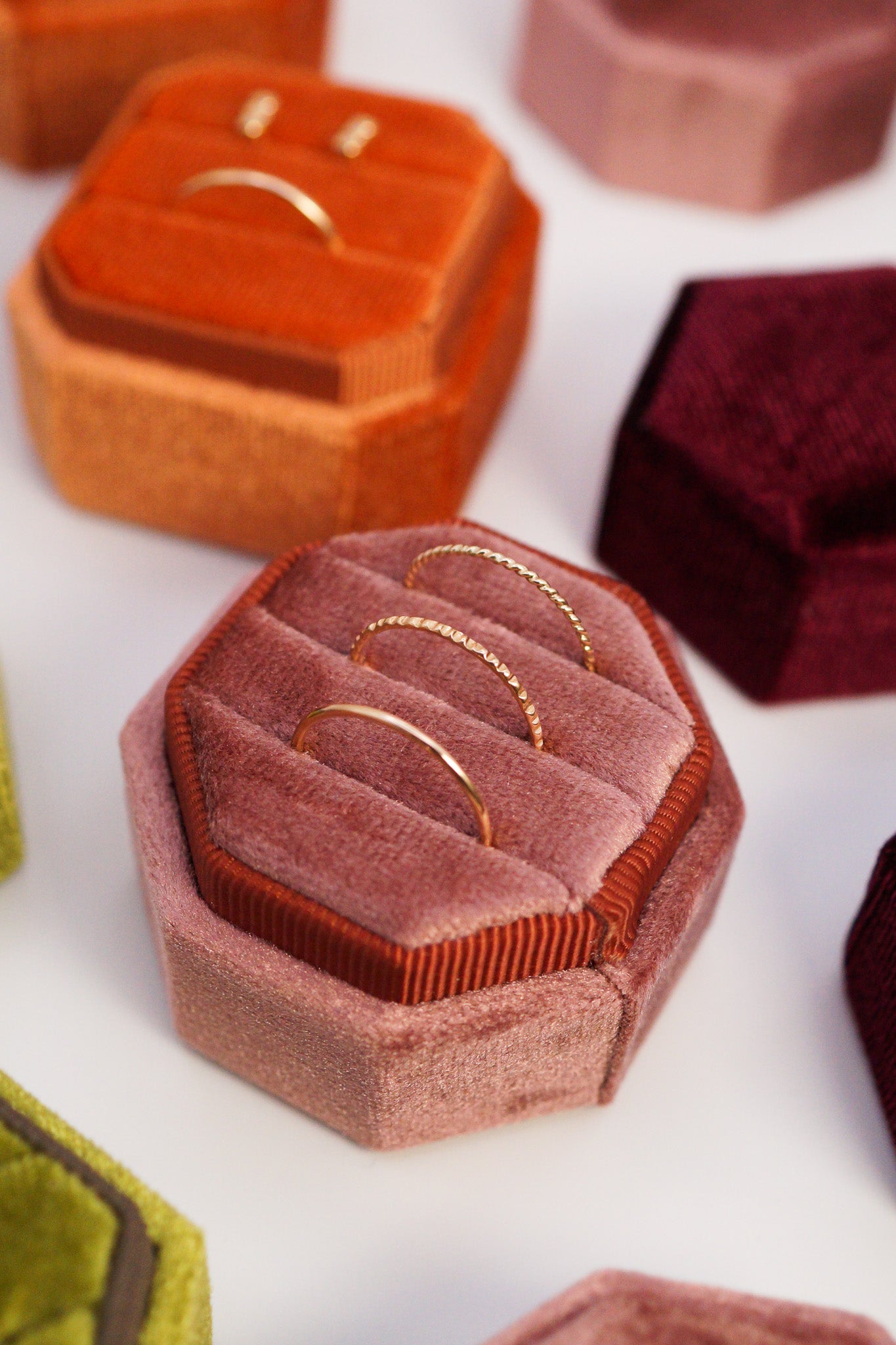 Hexagon Velvet Ring Box