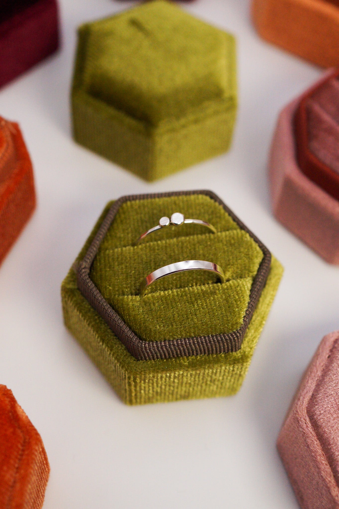 Hexagon Velvet Ring Box