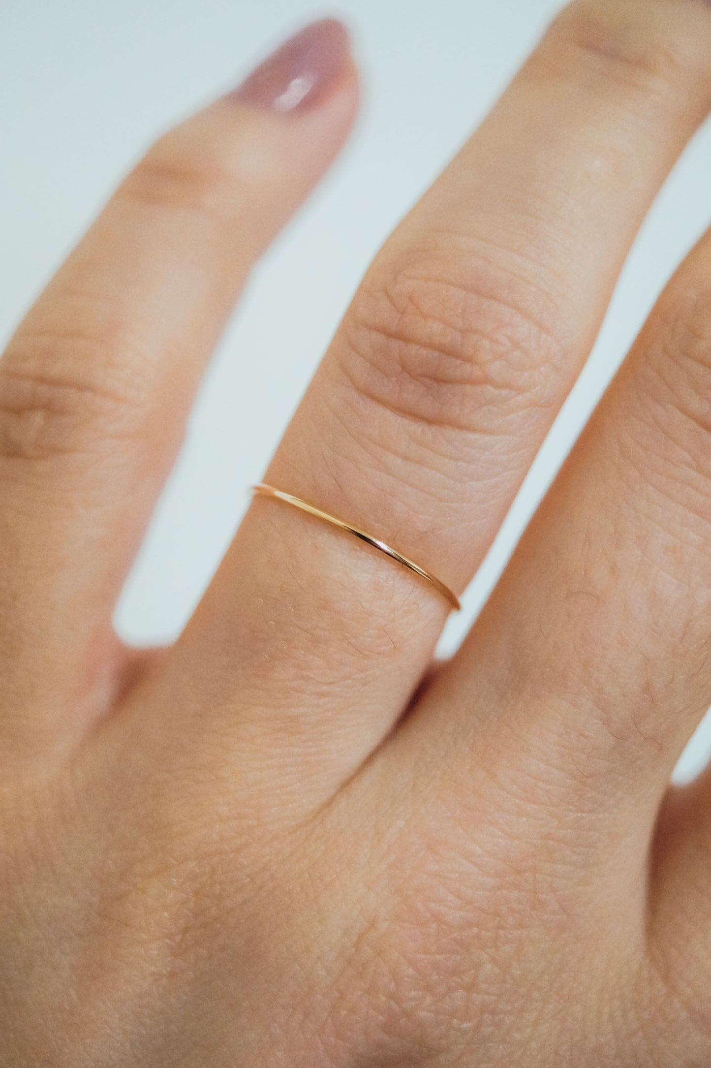 Smooth Ultra Thin Ring, Solid 14K Gold