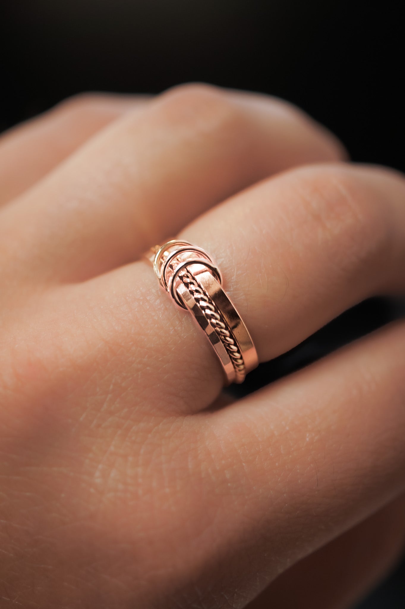 Triple Link Ring, 14K Rose Gold Fill