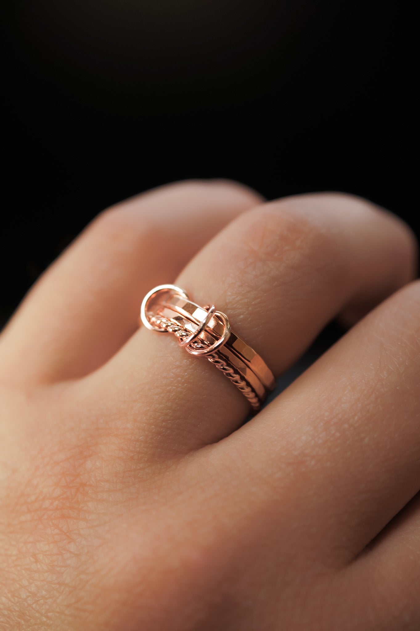 Triple Link Ring, 14K Rose Gold Fill