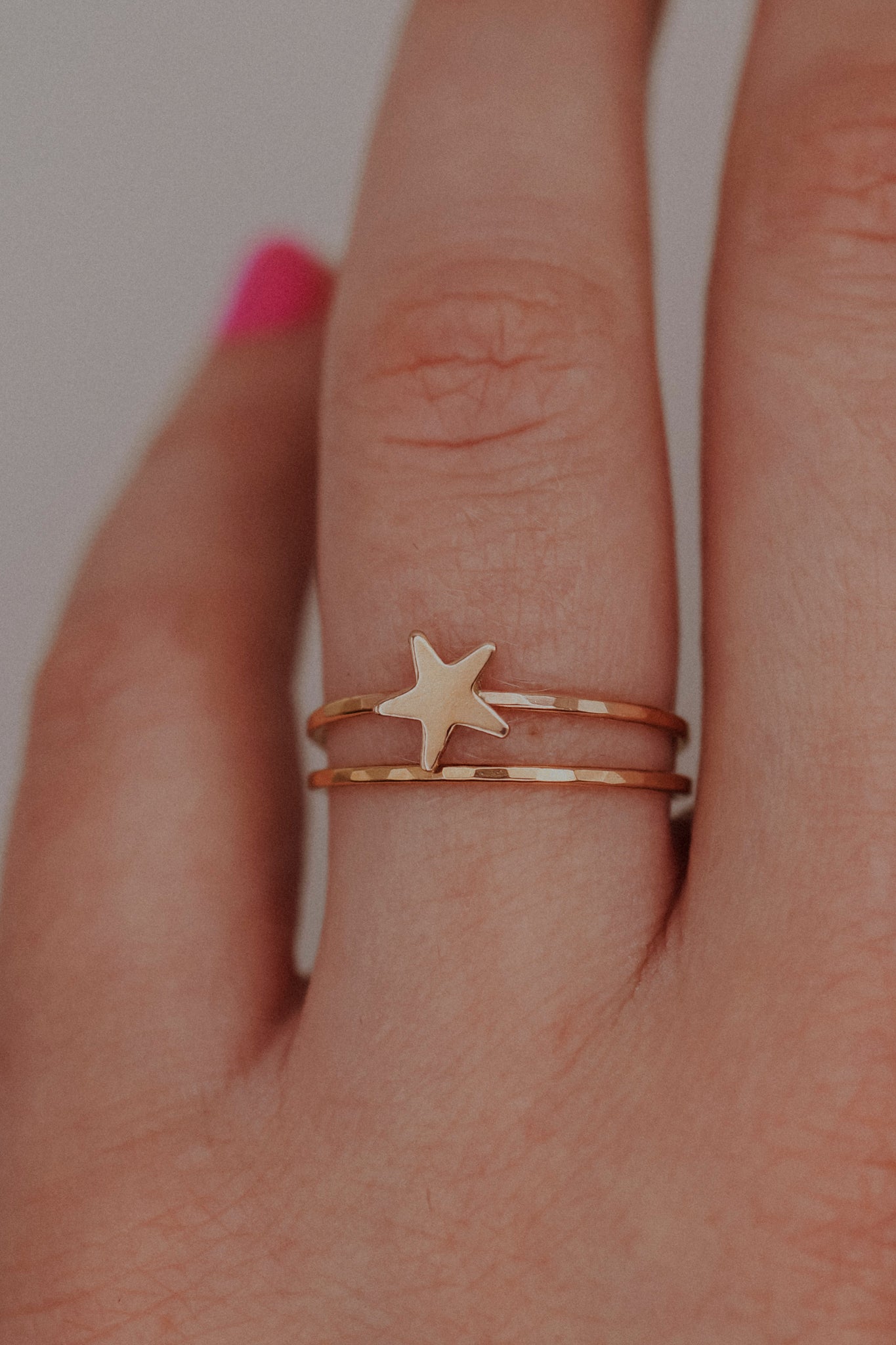 Star Set of 2 Stacking Rings, 14K Rose Gold Fill