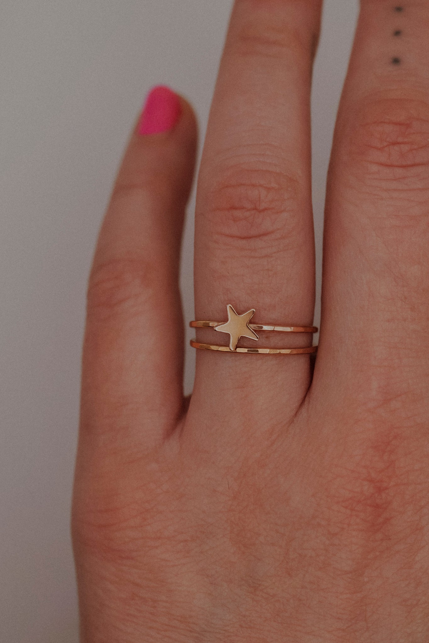 Star Set of 2 Stacking Rings, 14K Rose Gold Fill