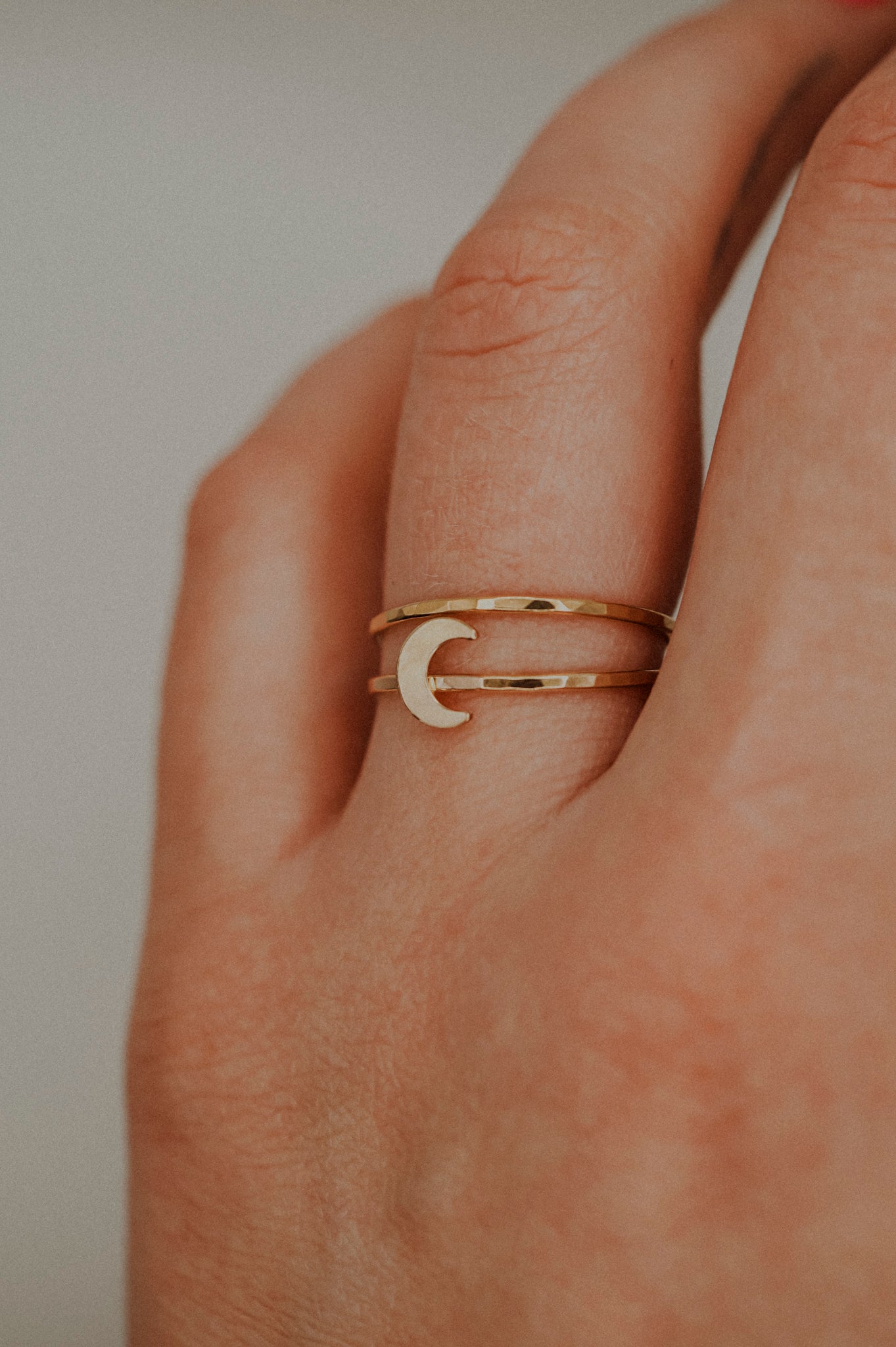 Moon Set of 2 Stacking Rings, 14K Gold Fill